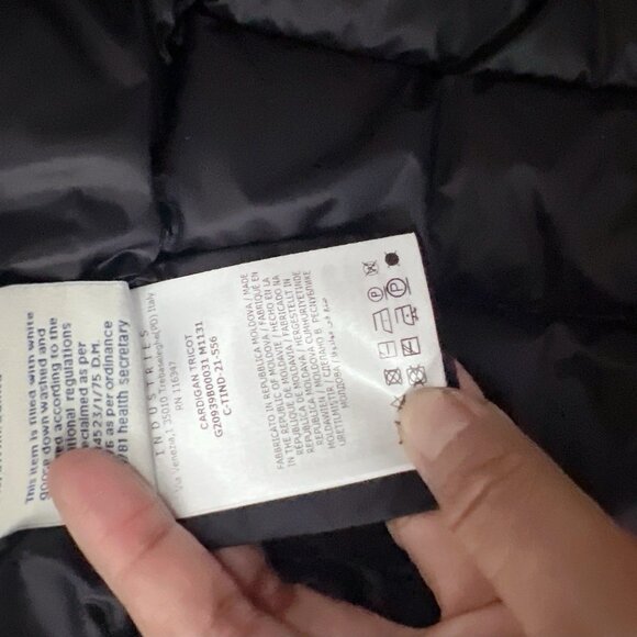 Moncler MAGLIONE Tricot Wool Knit & Quilted Down Cardigan Black Coat Women Large - Picture 10 of 11